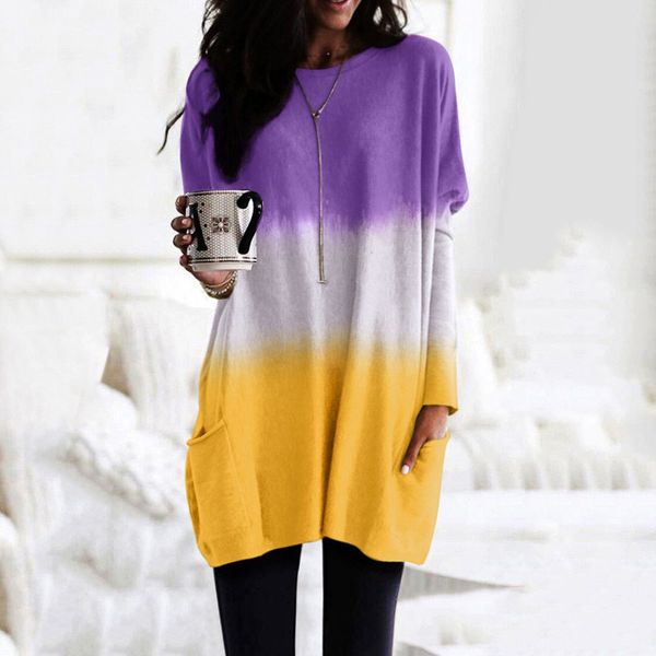 

long loose hooded sweatshirts fashion women contrast color full sleeve pocket hoodies casual ladies streetwear tracksuits, Black