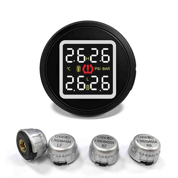 

kongyide tire pressure monitor careud wireless tire pressure monitoring system tpms with 4 external sensors dc8v-16v dropship m6