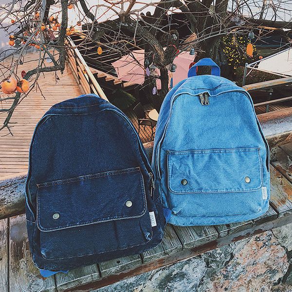 

summer style 2019 new women canvas cowboy backpack vintage blue female school bag backpack casual travel women's