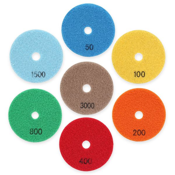 

7pcs diamond polishing pads dry grinding discs granite marble concrete high-hardness artificial stone tools 50 grit - 3000 grit