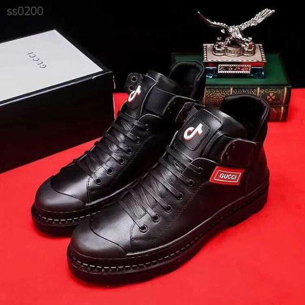 

2020 keep warm black mens shoe platform casual sneakers luxury fashion party platform shoes leather solid colors dress shoe
