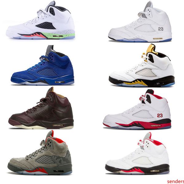 

new shoes 5 bordeaux wine red leather men basketball shoes 5s bull suede fire red space jam sneakers
