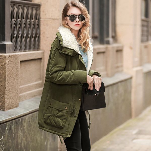 

thick parkas cotton-padded jacket female coat long parkas down jacket cold-proof coats and jackets women plus size winter coat, Tan;black