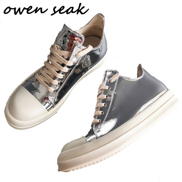 

19ss owen seak men canvas shoes casual lace up luxury trainers men sneakers brand flats summer low shoes big size, Black