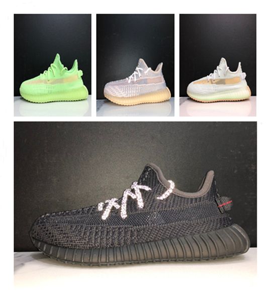 

infant kanye west v2 runners true form clay hyperspace static triple black kids running shoes children boy girl sneakers with box
