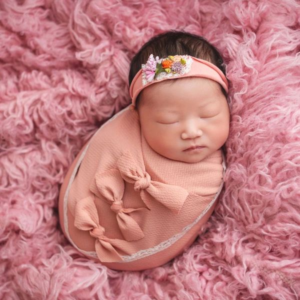

1set baby wrap knot hat headband pillow newborn infant p props outfits a2ub