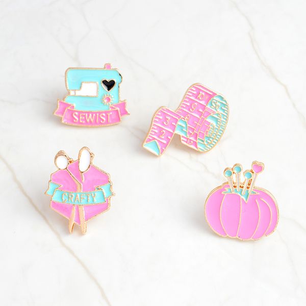 

pink pumpkin brooch sewist scissor note badge hard enamel pin lapel decor collection jewelry gift handbag jacket denim summer hat accessory