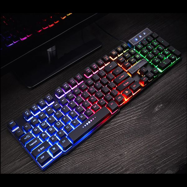 

Keyboard 108 keys RGB LED Backlit USB Wired for Laptop Computer Ergonomic Membrane Keyboard