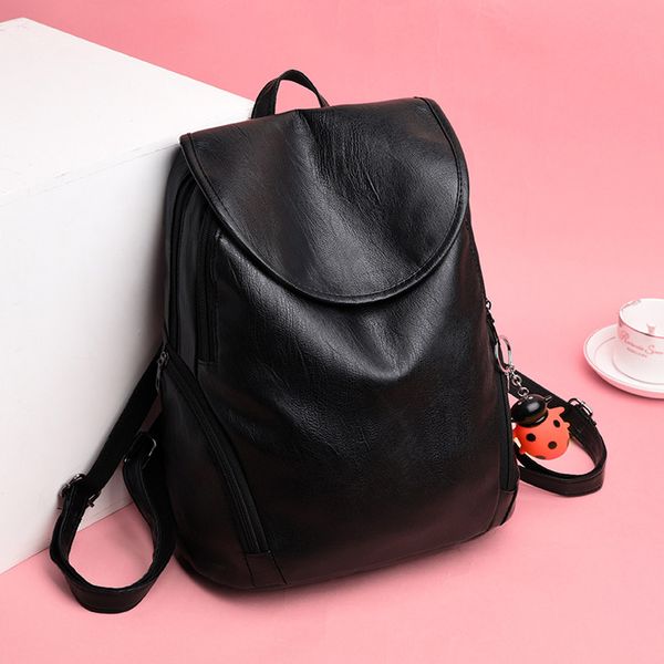 

ocardian new fashion simple women's wild large capacity backpack with black leather school bag for student bag travel j12
