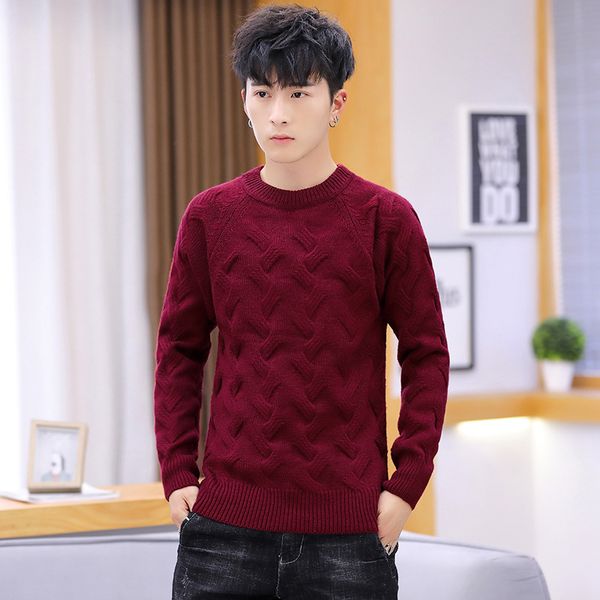 

sweater men o-neck casual warm sweater plaid long sleeve pullovers white black red gray brown sweaters  l xl 2xl 3xl