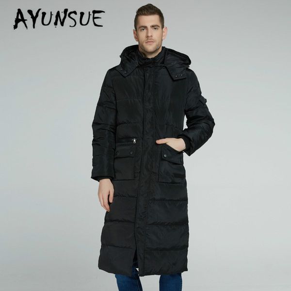 

ayunsue 90% white duck down jacket men korean winter coat men hooded puffer jacket down coat warm parka abrigo yy1987, Black