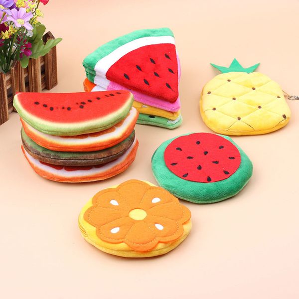 

korean cute coin purse kids small wallet girls money bag mini fruit change purse key pouch card holder children gifts, Red;black