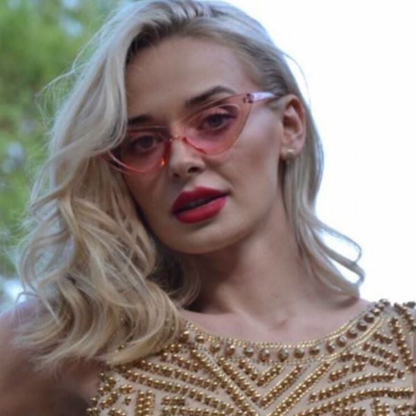 

cute retro cat eye sunglasses women small black transparent pink 2019 triangle vintage sun glasses red female uv400, White;black