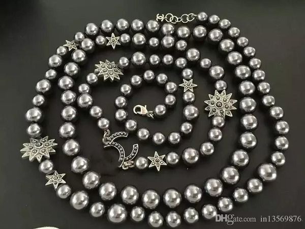 

new with box luxury women's female's ladies stamped pearls long necklaces sweater chains free shipping 2colors