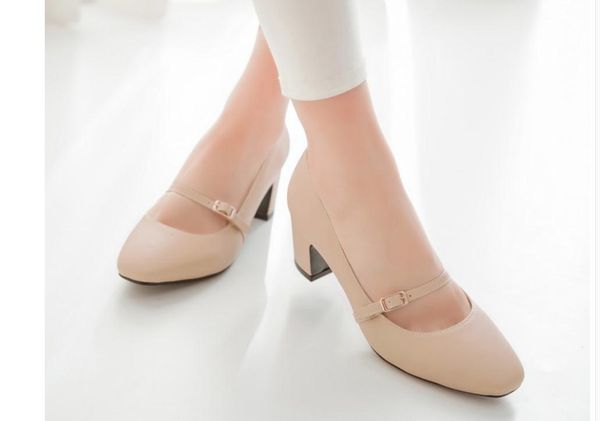 

2020 spring and autumn with new style fashion high heel coarse heel square head women's shoes @mkiol170, Black