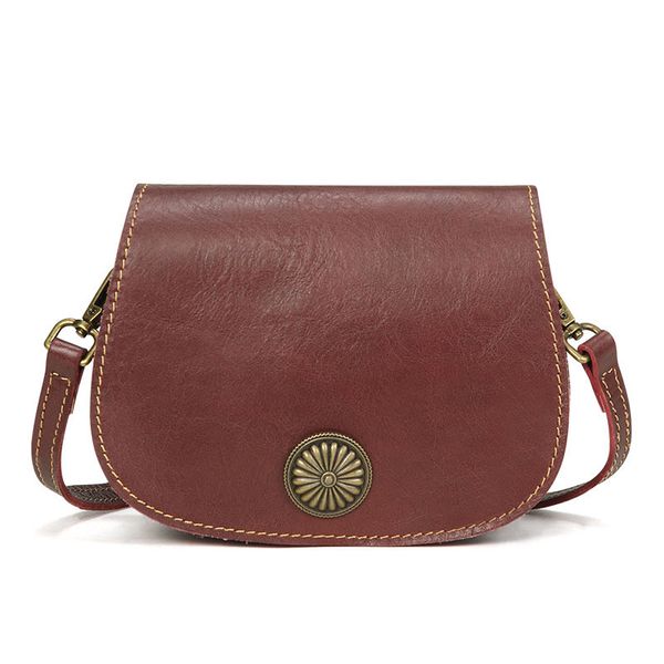 

retro leather handbags fashion handmade ladies shoulder messenger bag first layer leather handbags simple design saddle bag