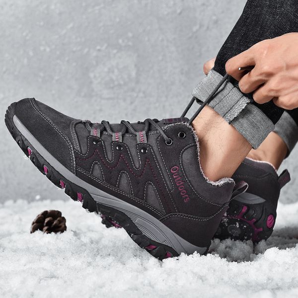 

men women high hiking shoes fashion casual waterproof anti-slip outdoor climbing trekking shoes hiking comfortable boots, Black