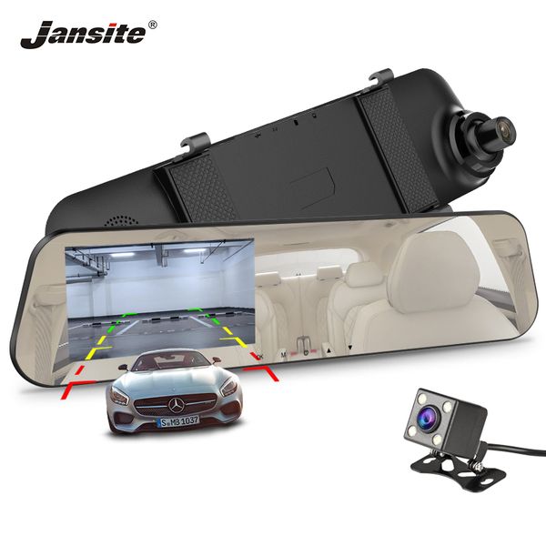 

jansite car dvr dual lens 1080p display white car camera video recorder mirror with rear view dvr dash cam vehicle reverse image