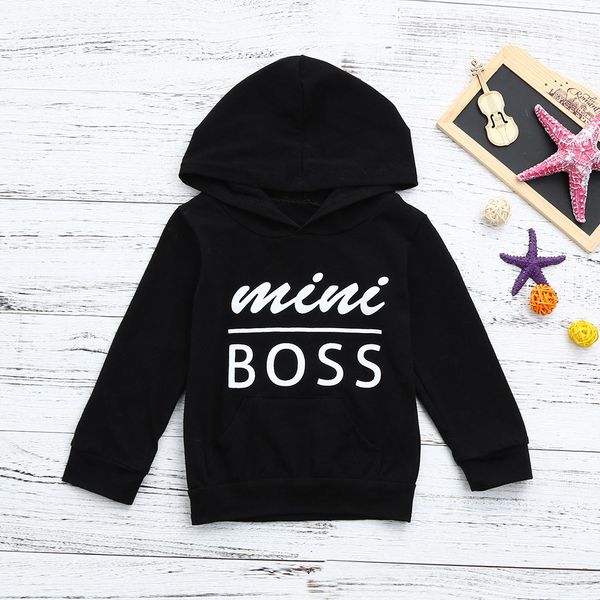 

letter boss boys hoodies sweatshirts toddler baby boys girls cotton hooded sweatshirts infant for kids hooded sweatshirt kid, Black