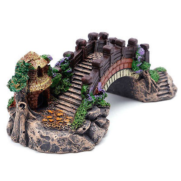 

aquarium decoration fish tank bridge landscape ornaments pavilion tree resin new