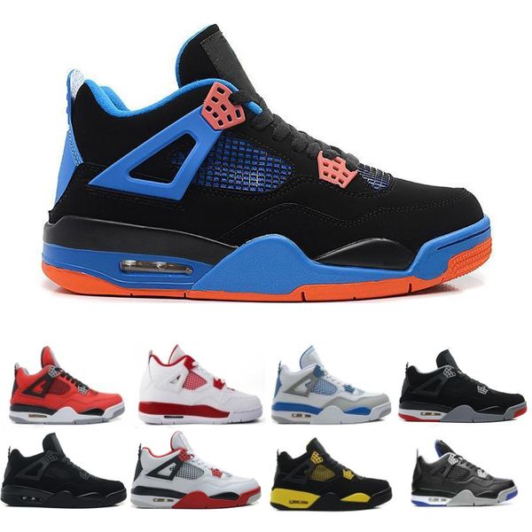 

4 men basketball shoes sneakers thunder white cement pure money bred royalty game royal 4s sports shoes us 7-13