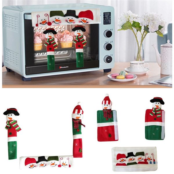 

creative christmas snowman sticker protective fridge microwave oven door handle cover frigerator decor accessories for kitchen