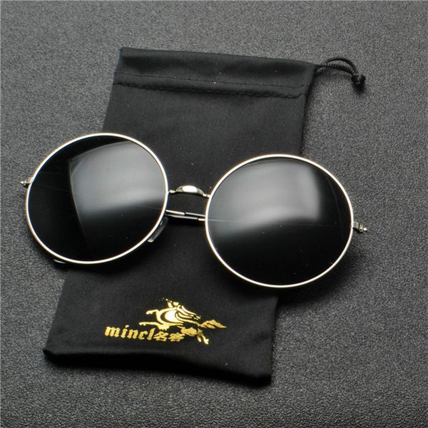 

mincl oversized vintage sunglasses men round 2019 metal frame gold black red retro men sun glasses for women brand designer nx, White;black