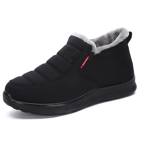 

men boots new fashion winter boots for men fur winter snow plush mans footwear keep warm waterproof shoes 2019, Black