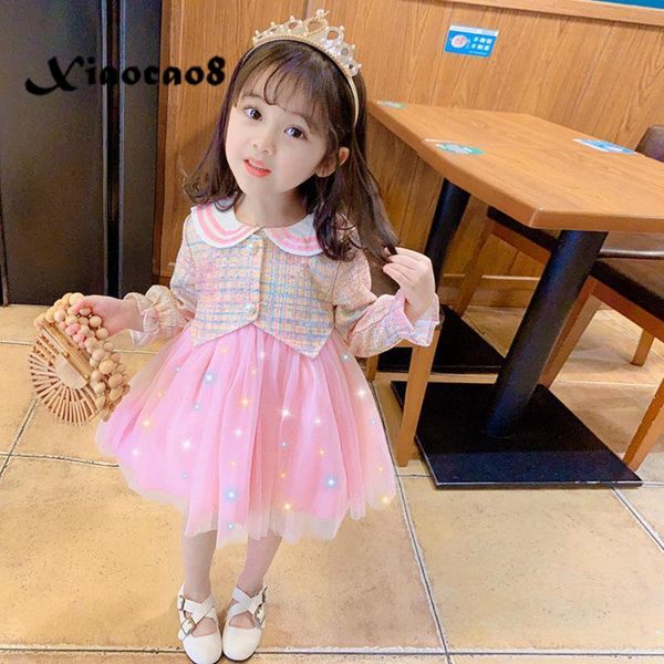 

girls spring dress kids long sleeve dresses for girls cotton mesh pink princess dress toddler baby girl clothes vestido children, Red;yellow