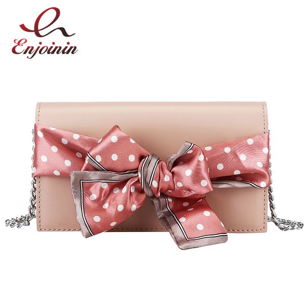 

sweet lady silk scarf bow pu leather women purses and handbags crossbody bag party clutch bag shoulder fashion female pouch