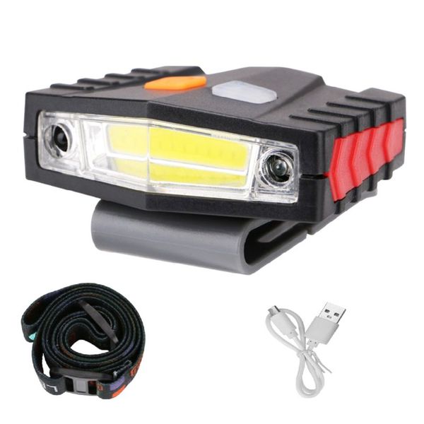 

cob led head lamp motion sensor clip-on cap light lithium battery-operated usb rechargeable night illumination tool for fishing