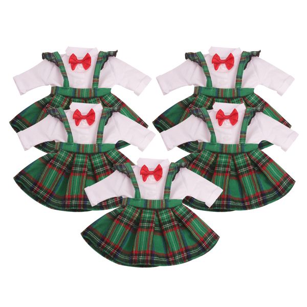 

for 18in american doll plaid skirt shirt suit doll costume soft 5pcs green