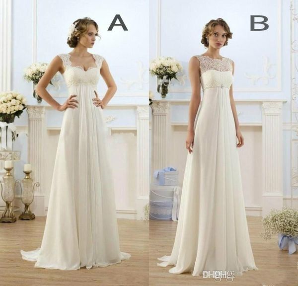 

new empire country bohemian wedding dress sleeveless keyhole lace up backless wedding dresses summer beach bridal gowns, White