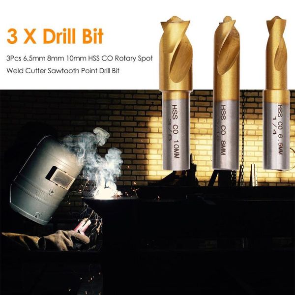 

3pcs hss spot weld cutter durable remover point drill bits solder joint removal drill tool hex sheet metal hole cutter