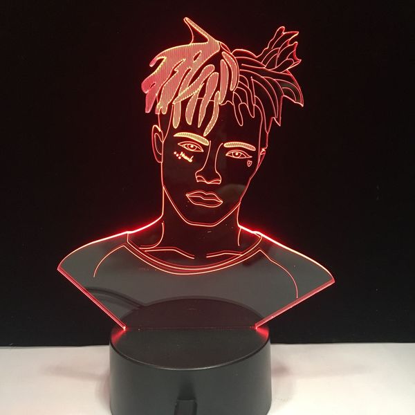 

xxxtentacion famous rapper 3d led lamp illusion 7 colors changing table night light baby bedside decoration lamp dropshipping