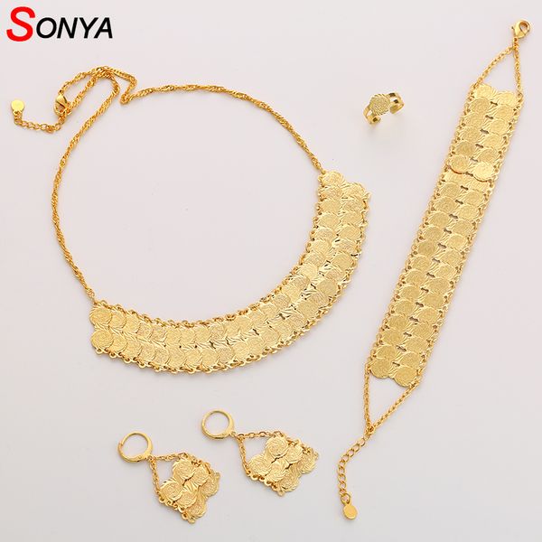 

SONYA Дубай Золотой Цвет Комплект Ювелирных Изделий Для Женщин Африканские Эфиопск