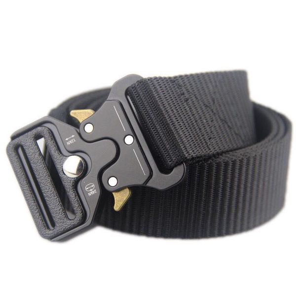 

tactical belts nylon waist belt with metal buckle adjustable heavy duty training waist belt hunting accessories, Black;gray