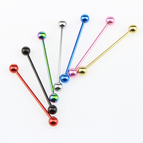 

1 pc long stainless steel industrial piercing ear cartilage plug & tunnel jewelry earring straight ear barbell jewelry