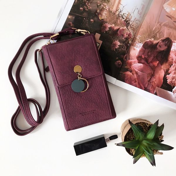 

latest women leather shoulder wallet phone bag case female multifunction coin change passport purse card holder clutch for girls, Red;black