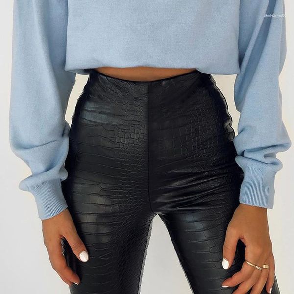 

womens leggings skinny high waist trousers casual elastic waist pencil pants women pants balck pu, Black;white