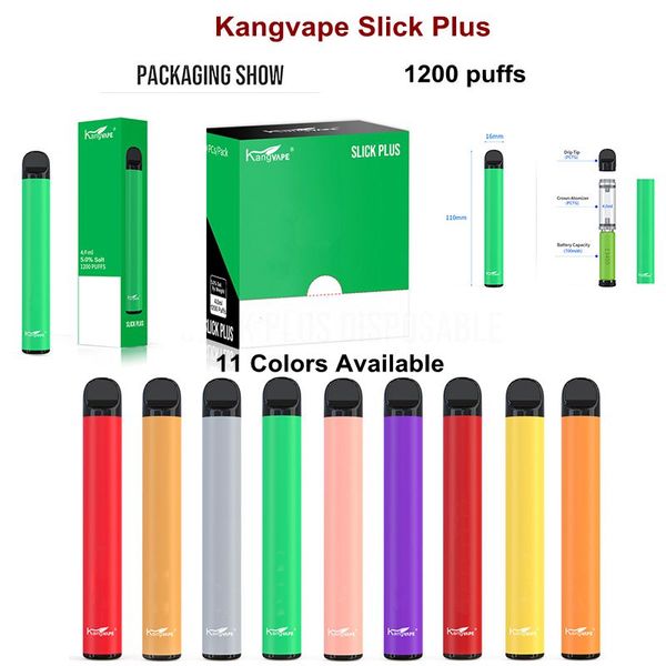 

Аутентичное Kangvape Slick Plus одноразового устройства Pod 4,0 мл картриджи Испаритель 700mAh Аккумулятор 1200puffs Vape Pen Starter Kit Пустым