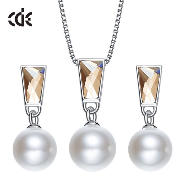 

wedding party silver s925 beaded pearl gift woman lady diamond jewelry sets for bride acting initiation graduation cde-520