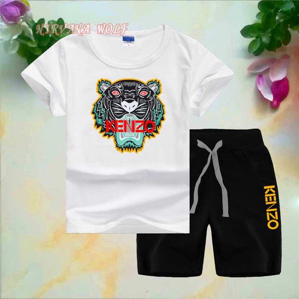 

little kids sets baby infant boy designer clothes 2pcs/sets baby boys girls pure cotton bigger logo style summer sets, White