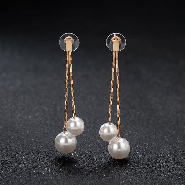 

joker earring woman long fund pearl eardrop temperament tassels defence allergy ear nail exaggeration luxurious ornaments, Golden