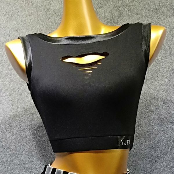 

latin dance clothes female new latin shirt fringed practice shirt dancing clothes short vest, Black;red