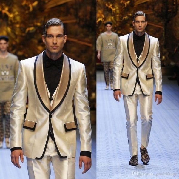 

мода блестящий champague жених смокинги одна кнопка свадебное платье мужчины офис бизнес выпускной вечер ужин костюм(куртка + брюки+жилет, White;black