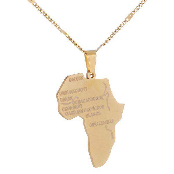 

stainless steel africa map pendant necklaces african maps trendy jewelry for women men, Silver