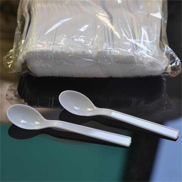 

100шт йогурт ложка одноразовая пластиковая ложка мороженое десерт мусс торт вилка на вынос