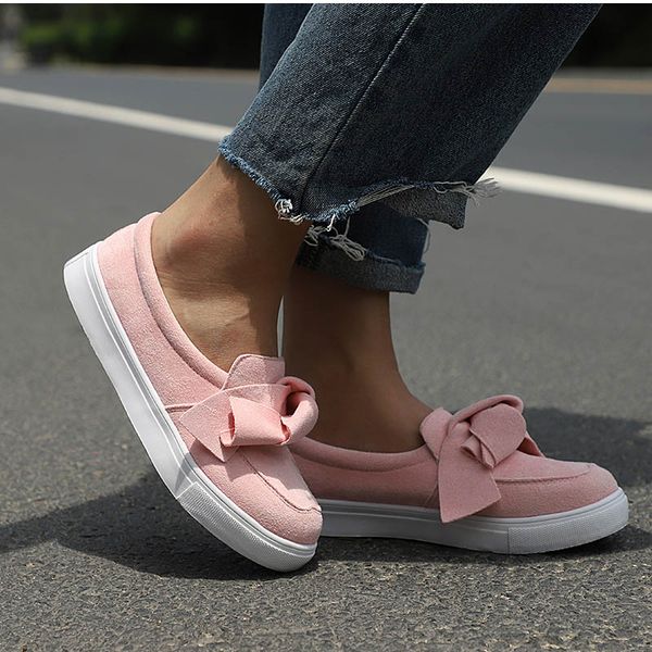 

dropshipping women loafers plus size platform slip on bowtie flat shoes casual bowknot shoe female flock moccasins footwear, Black