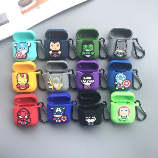 

cartoon superheros bluetooth earphone case protective cover skin accessories for airpods cases sleeve pouch with ring strap